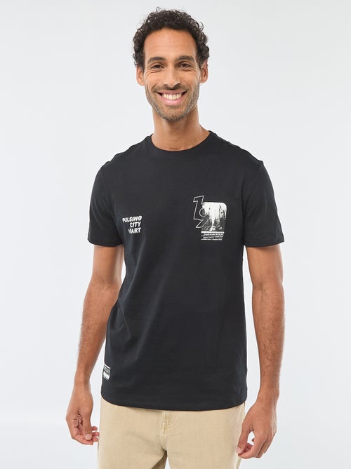T-shirt à col rond et manches courtes imprimé - Kiabi