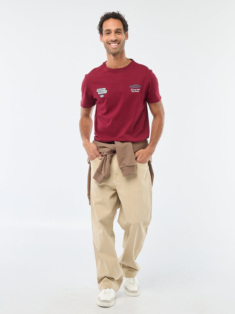 T-shirt à col rond et manches courtes imprimé Rouge - Kiabi