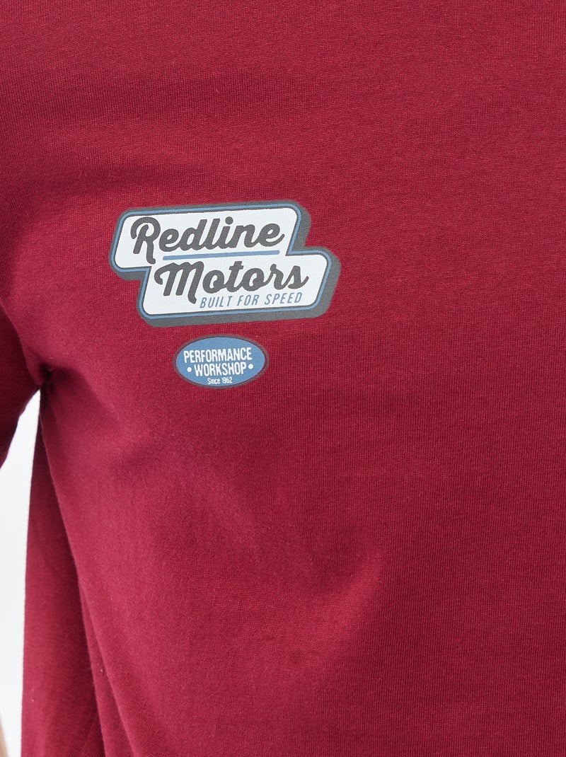 T-shirt à col rond et manches courtes imprimé Rouge - Kiabi