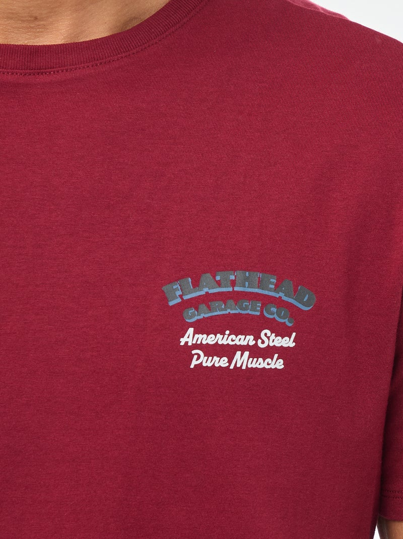 T-shirt à col rond et manches courtes imprimé Rouge - Kiabi