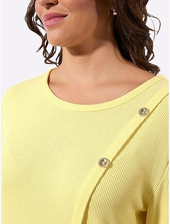 T-shirt à col rond avec boutons et manches longues - Taille standard - Witt