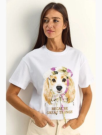 T-shirt à col rond imprimé à sequins lucci