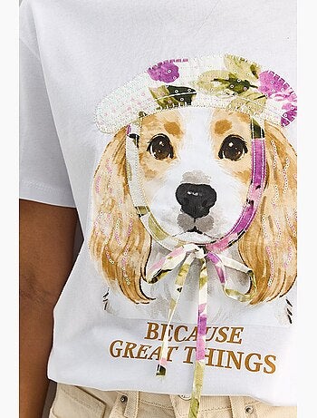 T-shirt à col rond imprimé à sequins lucci