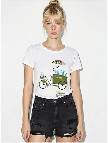 T-shirt à col rond imprimé brodé lucci