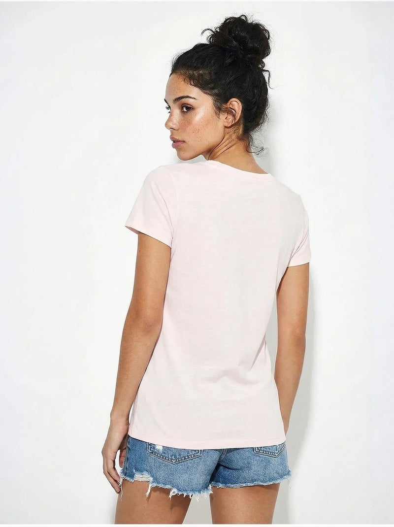 T-shirt à col rond imprimé brodé lucci Rose pâle - Kiabi
