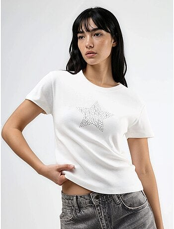 T-shirt à col rond imprimé étoiles avec détails accessoires busem