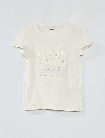T-shirt à col rond imprimé fantaisie - Kiabi