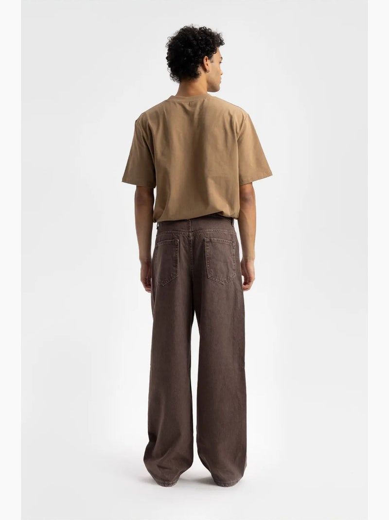 T-shirt à col rond imprimé logo coupe décontractée giesto Camel - Kiabi