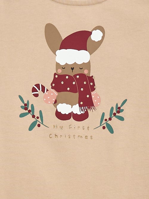 T-shirt à col rond imprimé 'Noël' - Kiabi