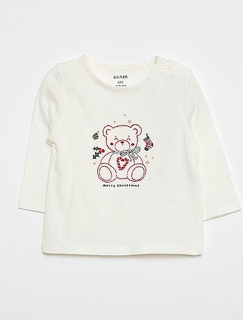 T-shirt à col rond imprimé 'Noël'