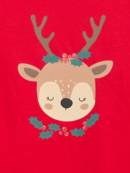 T-shirt à col rond imprimé 'Noël' - Kiabi