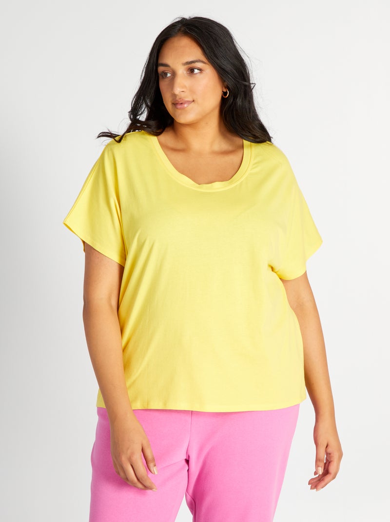 T-shirt à col rond Jaune - Kiabi