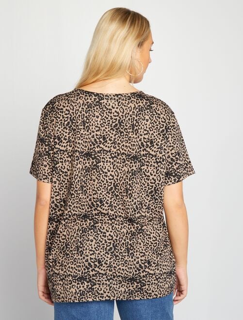 T-shirt à col rond 'léopard' 'Only Carmakoma' - Kiabi