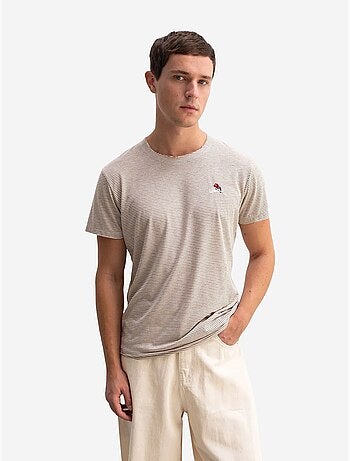 T-shirt à col rond rayé avec broderie giesto