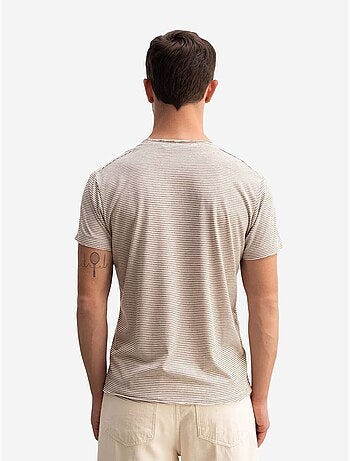 T-shirt à col rond rayé avec broderie giesto