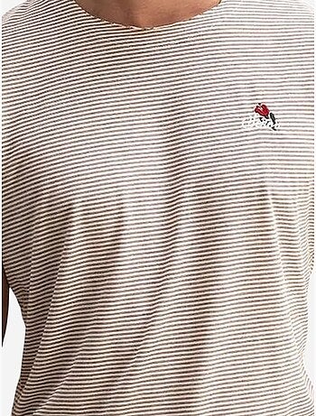 T-shirt à col rond rayé avec broderie giesto