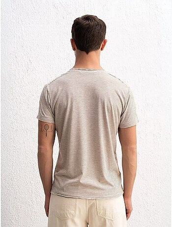 T-shirt à col rond rayé avec broderie giesto