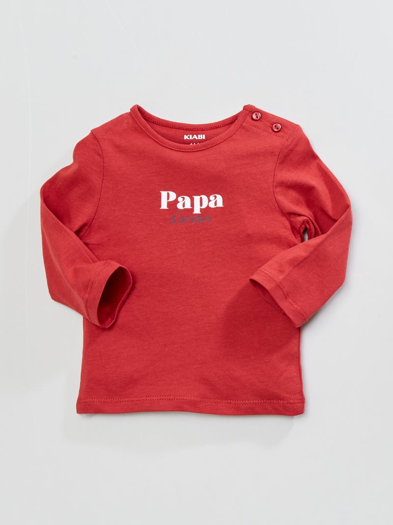 T-shirt à col rond ROUGE - Kiabi