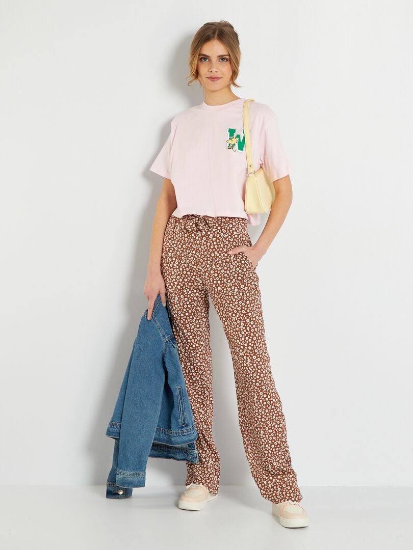 T-shirt à col rond 'Snoopy' Rose - Kiabi