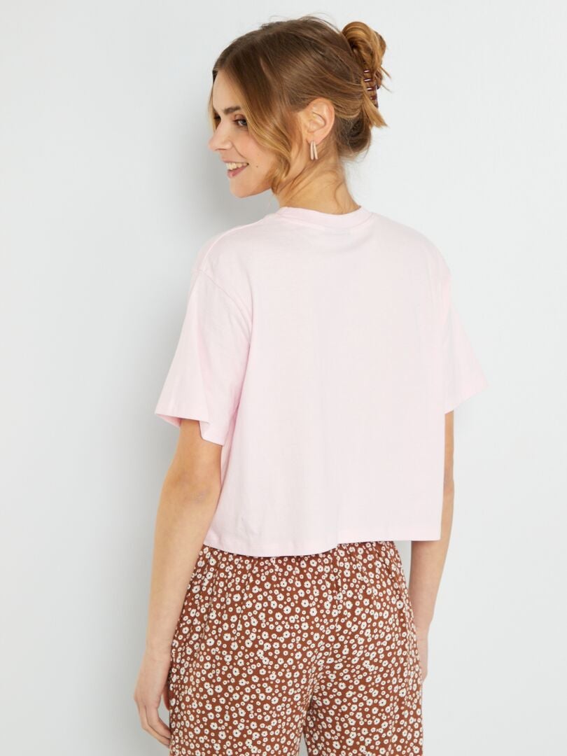 T-shirt à col rond 'Snoopy' Rose - Kiabi