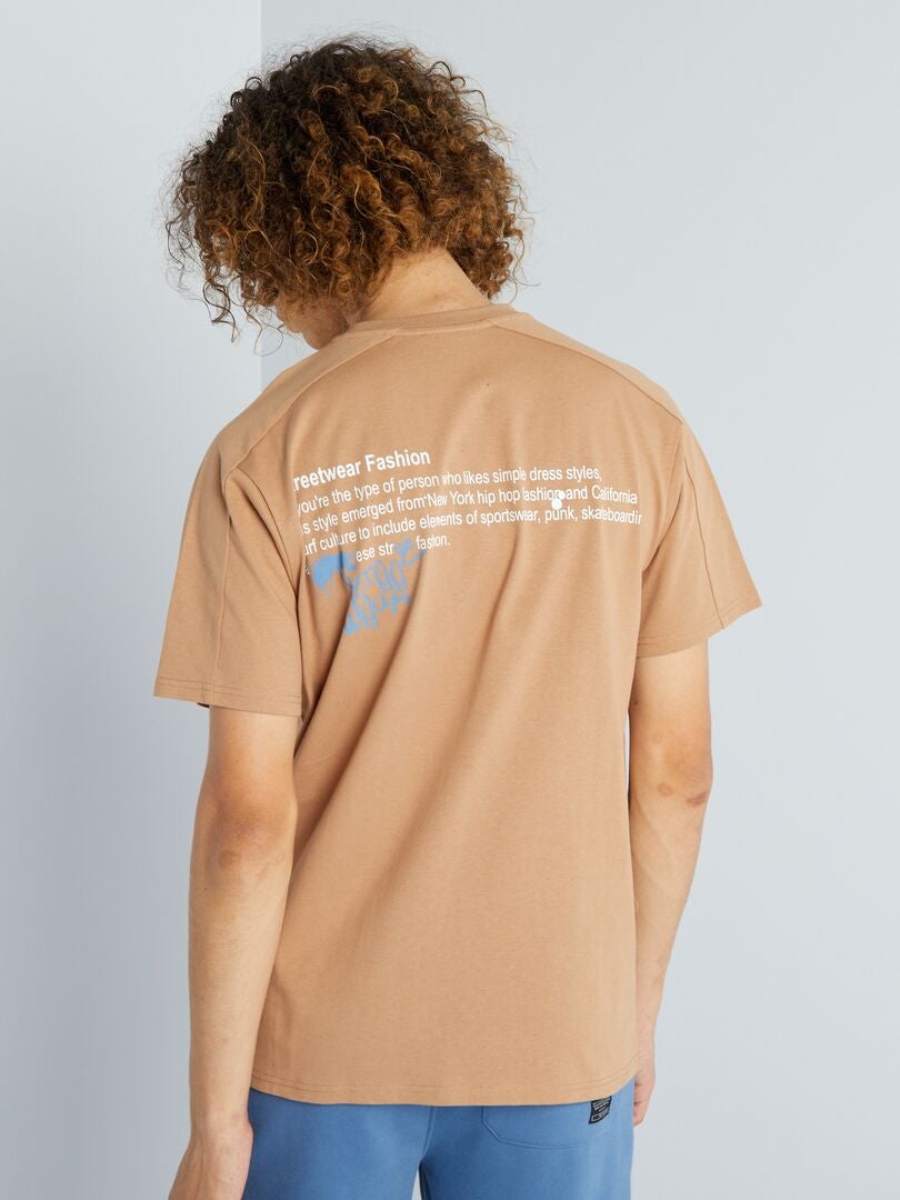 T-shirt à col rond 'Streetwear' Beige - Kiabi
