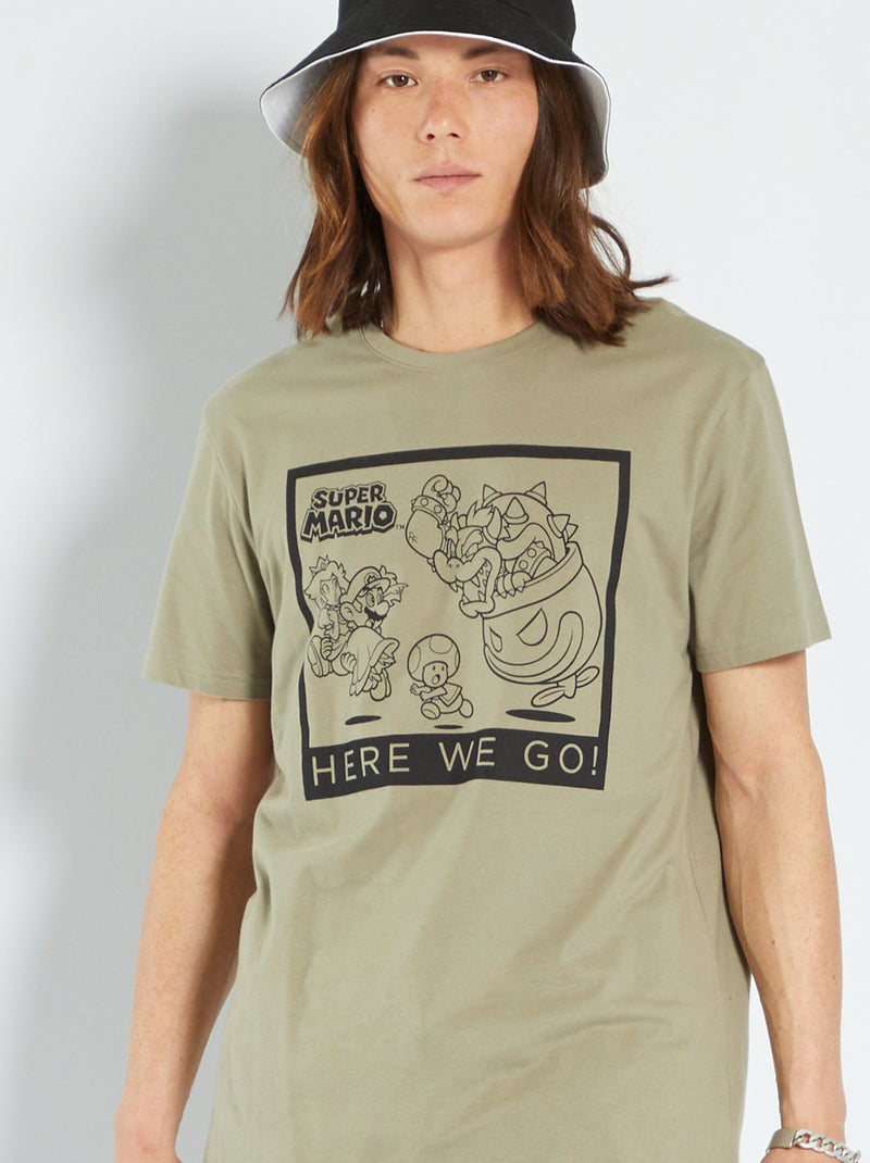 T-shirt à col rond 'Super Mario' kaki - Kiabi