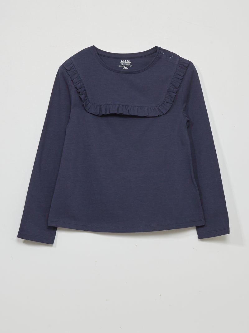 T-shirt à col rond uni - So Easy bleu noir - Kiabi