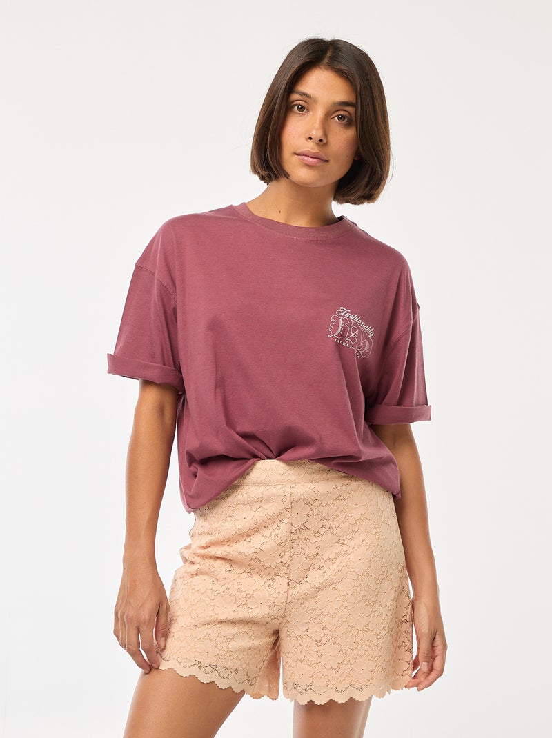 T-shirt à col rond 'Villains' 'Disney' Rose - Kiabi