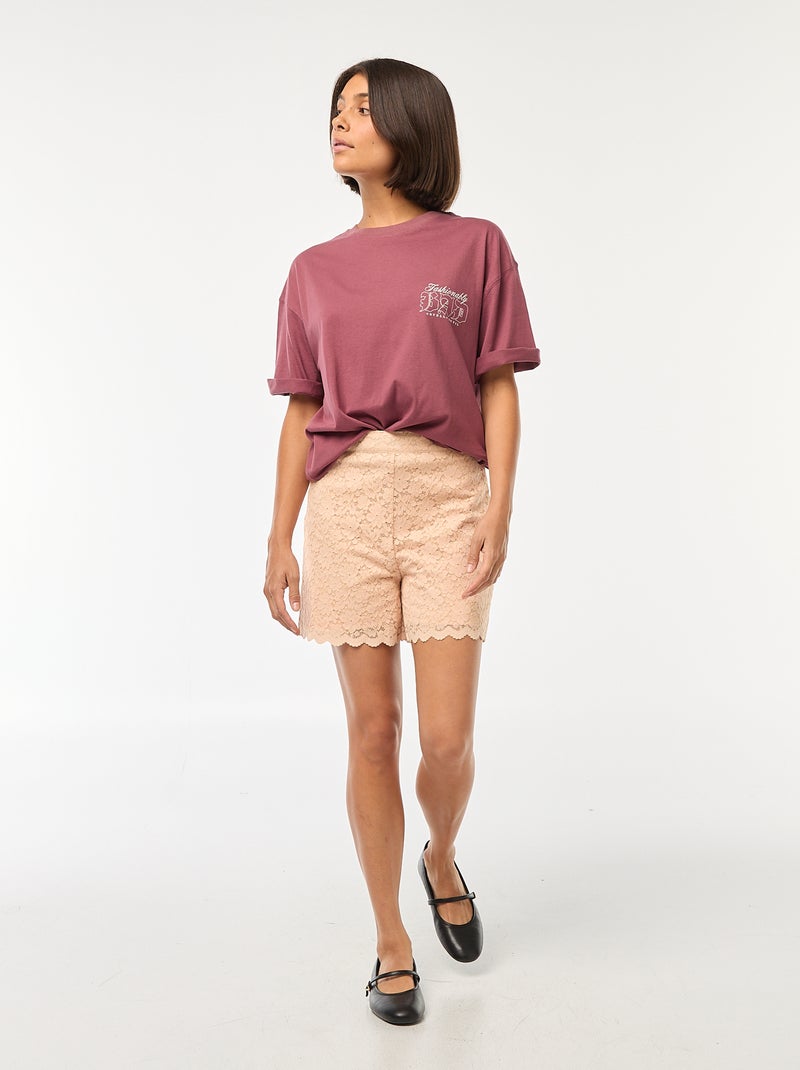 T-shirt à col rond 'Villains' 'Disney' Rose - Kiabi