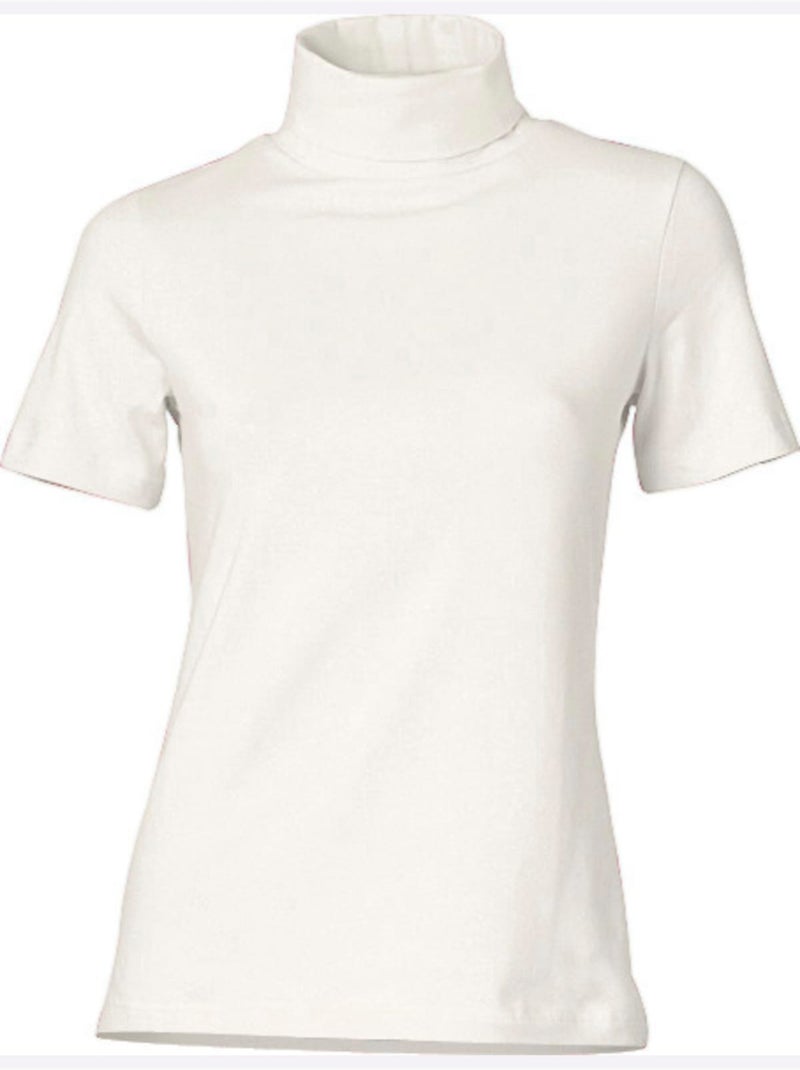 T-shirt à col roulé - taille standard - helline Ecru - Kiabi