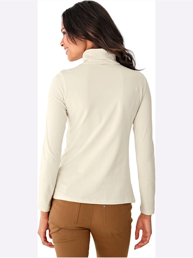 T-shirt à col roulé - taille standard - helline Ecru - Kiabi