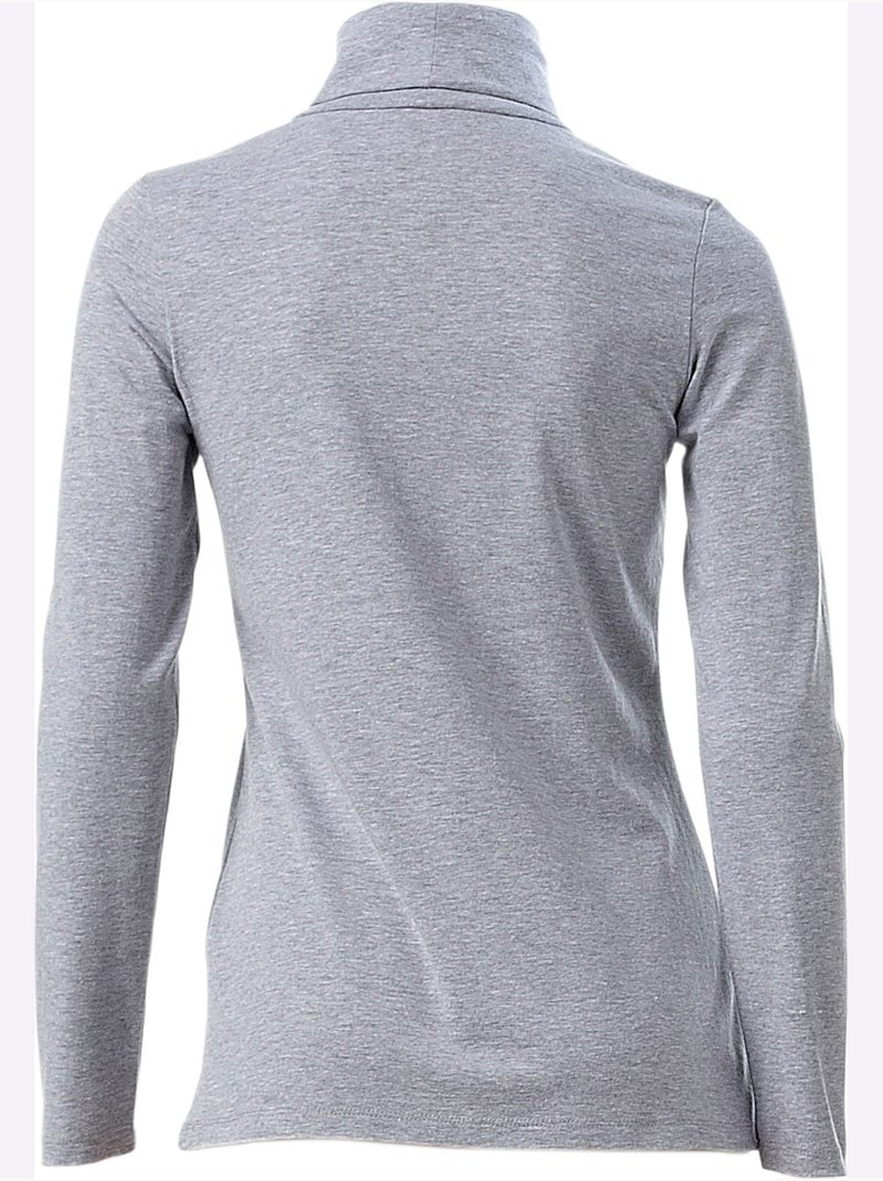 T-shirt à col roulé - taille standard - helline Gris chiné - Kiabi