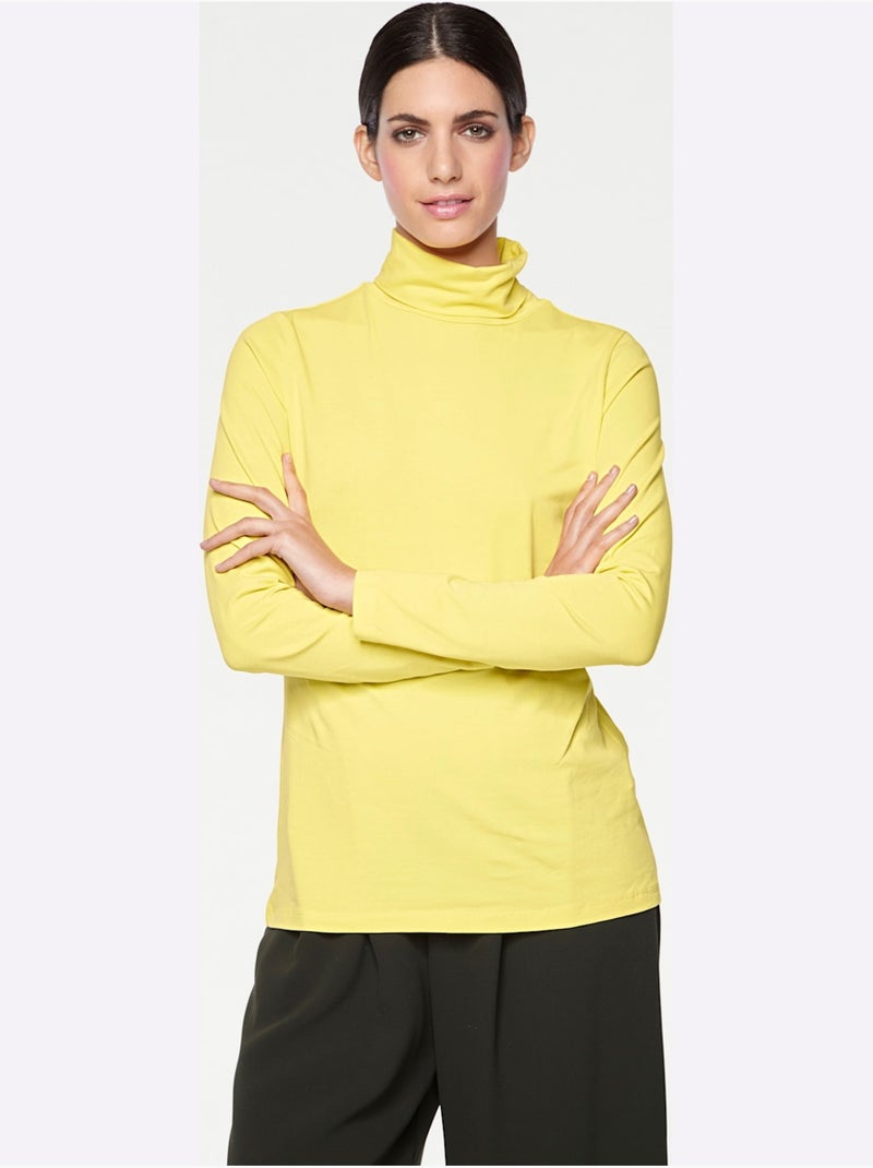 T-shirt à col roulé - taille standard - helline Jaune - Kiabi