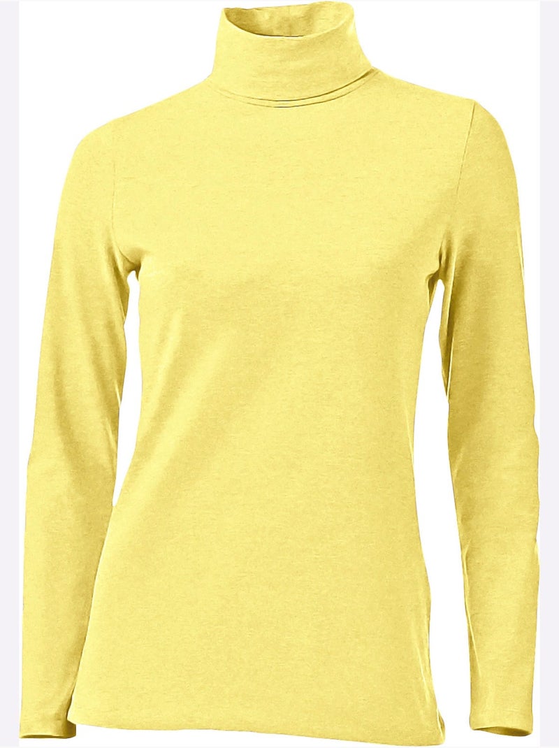 T-shirt à col roulé - taille standard - helline Jaune - Kiabi