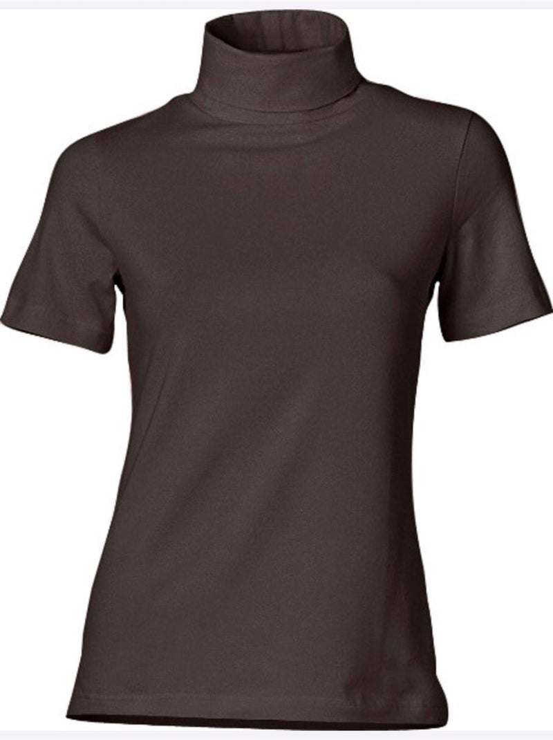 T-shirt à col roulé - taille standard - helline Marron - Kiabi