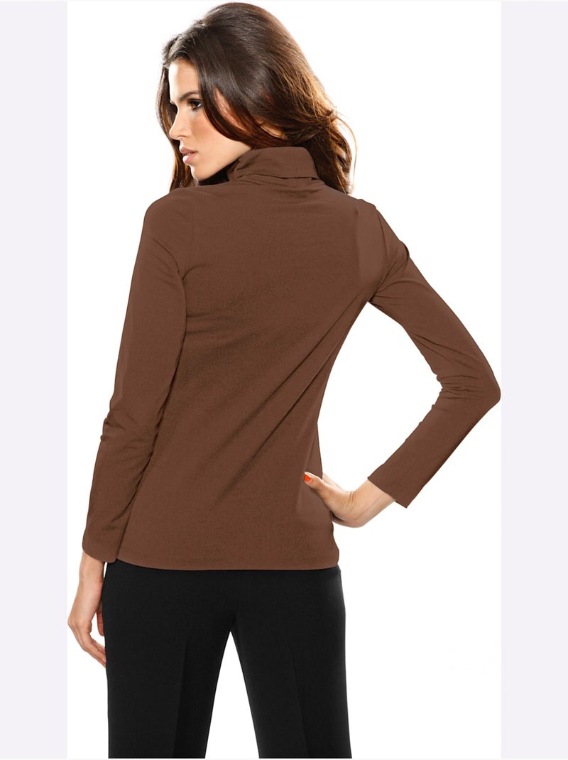 T-shirt à col roulé - taille standard - helline Marron - Kiabi