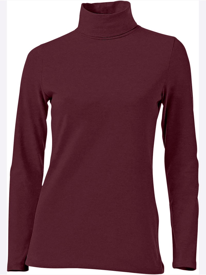 T-shirt à col roulé - taille standard - helline Noir Bordeaux - Kiabi