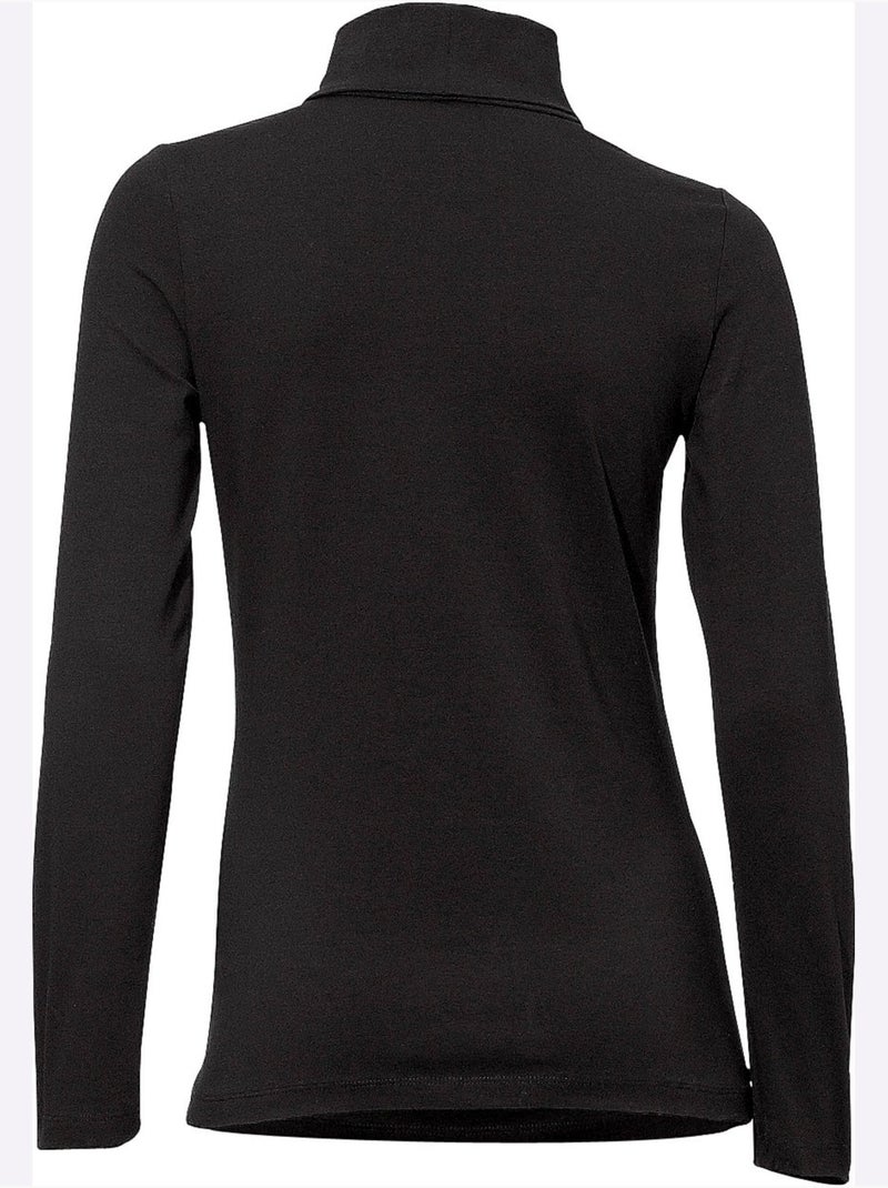 T-shirt à col roulé - taille standard - helline Noir - Kiabi