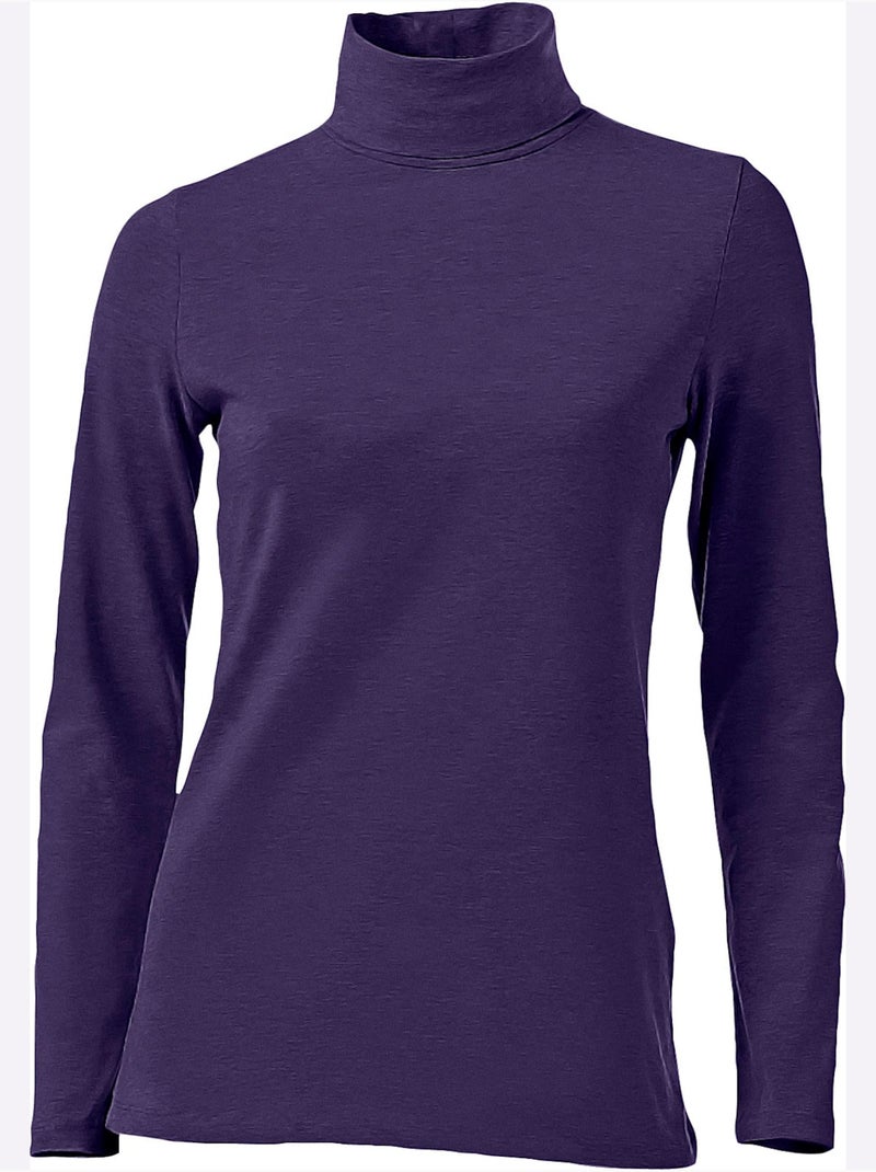 T-shirt à col roulé - taille standard - helline Prune - Kiabi
