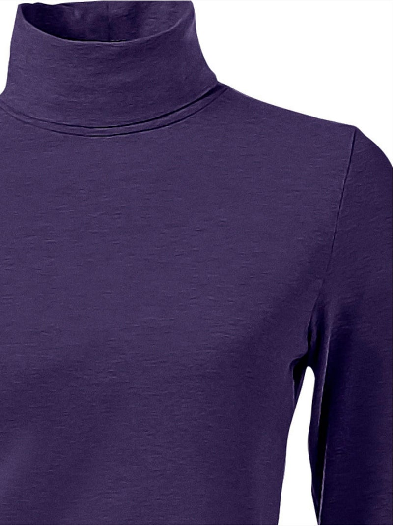 T-shirt à col roulé - taille standard - helline Prune - Kiabi
