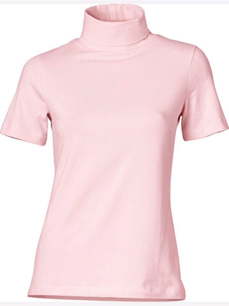 T-shirt à col roulé - taille standard - helline Rose - Kiabi