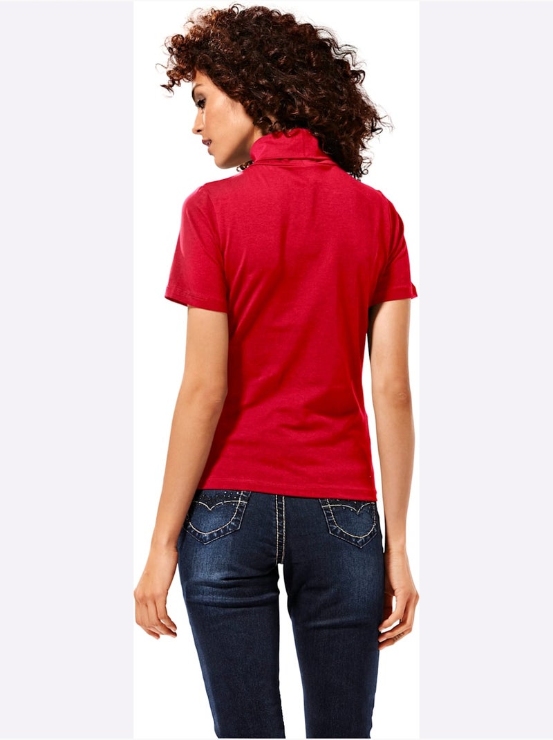 T-shirt à col roulé - taille standard - helline Rouge - Kiabi