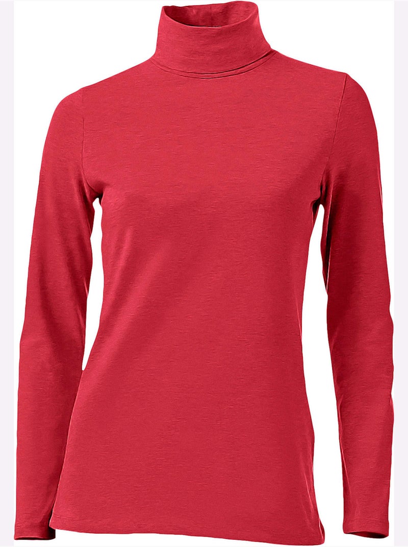 T-shirt à col roulé - taille standard - helline Rouge - Kiabi