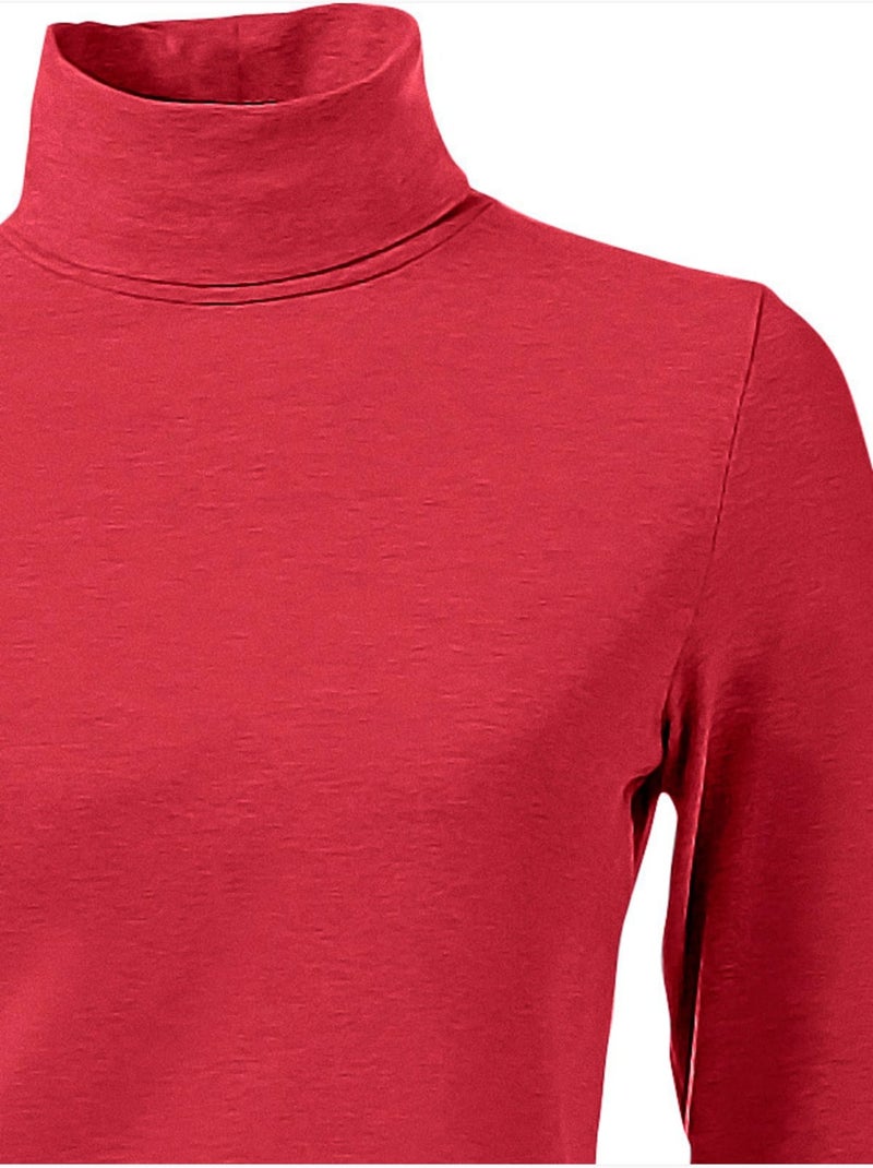 T-shirt à col roulé - taille standard - helline Rouge - Kiabi