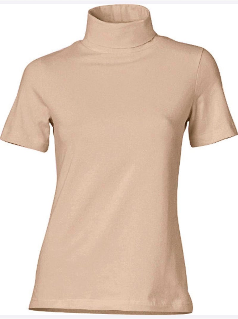 T-shirt à col roulé - taille standard - helline Sable - Kiabi