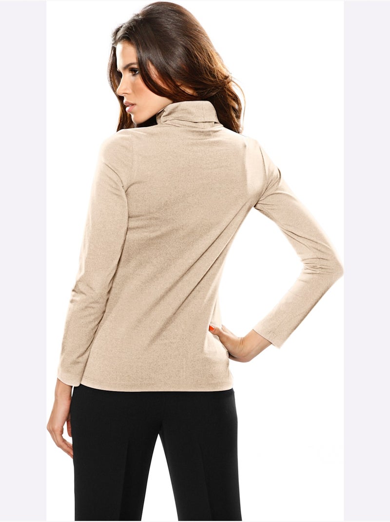 T-shirt à col roulé - taille standard - helline Sable - Kiabi