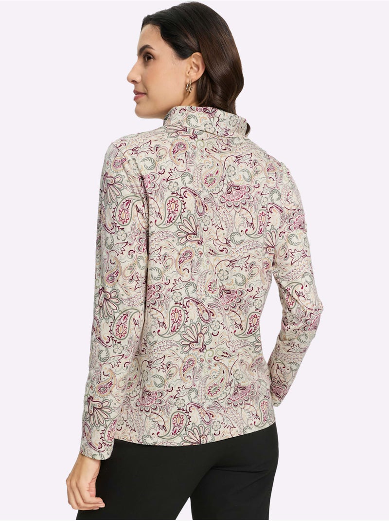 T-shirt à col roulé 50% coton - taille standard - witt Blanc Kaki - Kiabi