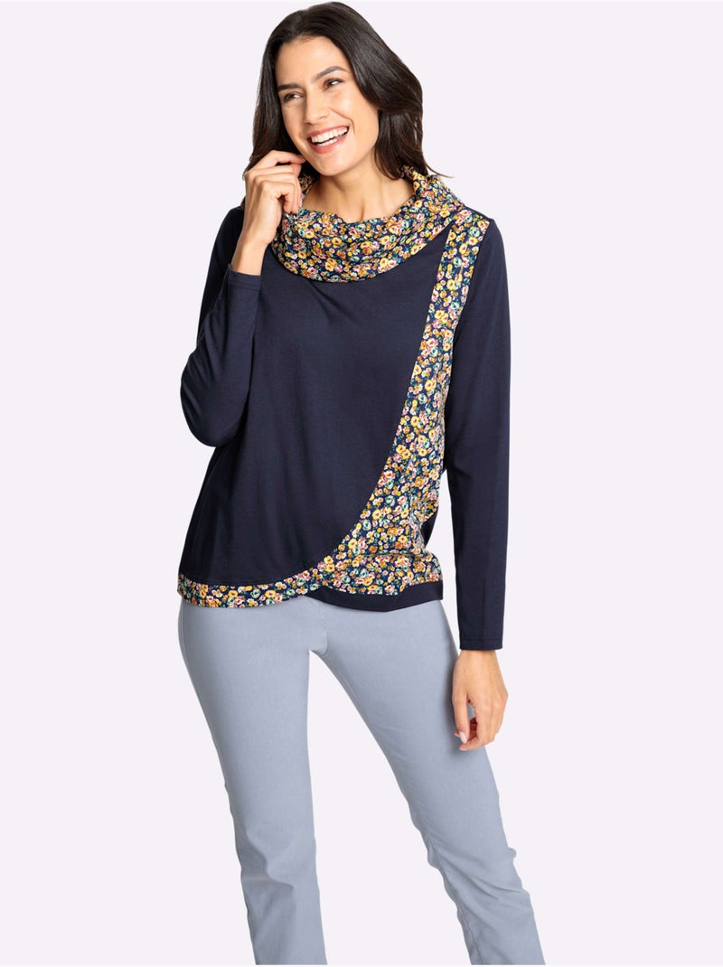 T-shirt à col roulé 50% coton et 50% modal - taille standard - witt Bleu Orange - Kiabi