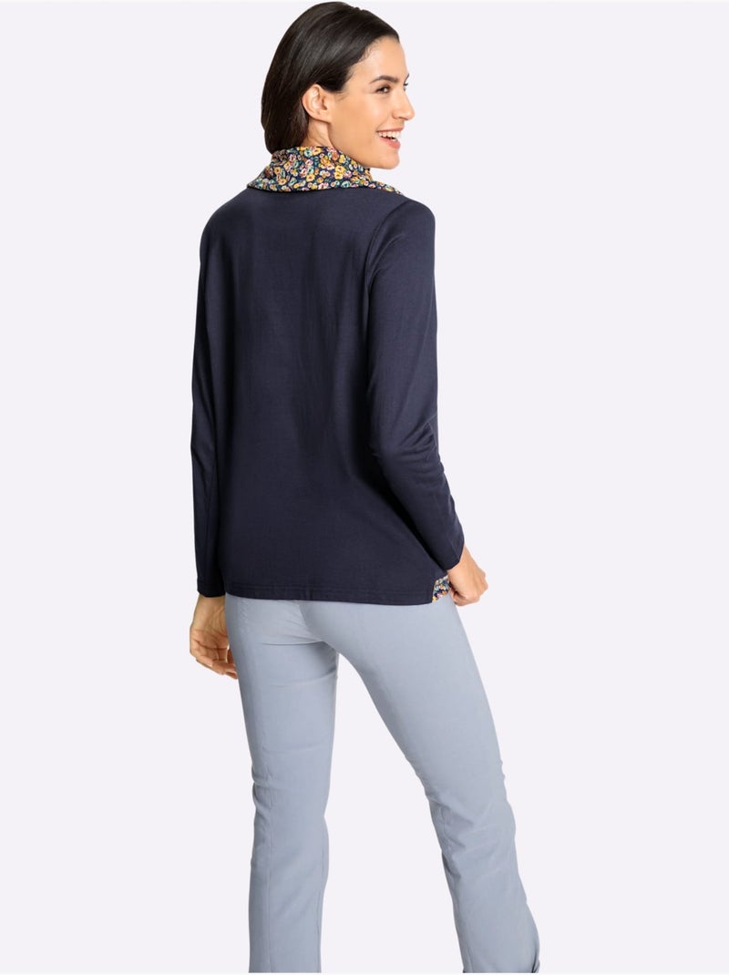 T-shirt à col roulé 50% coton et 50% modal - taille standard - witt Bleu Orange - Kiabi