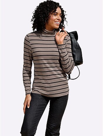 T-shirt à Col Roulé 95% Viscose - Taille Standard - Moda Vilona